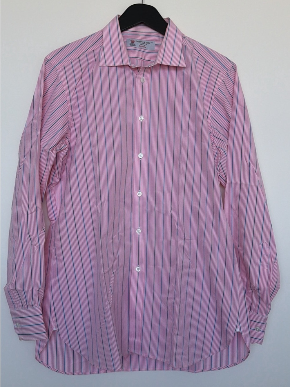 Turnbull & Asser Pink Shirt with Navy and White Stripes